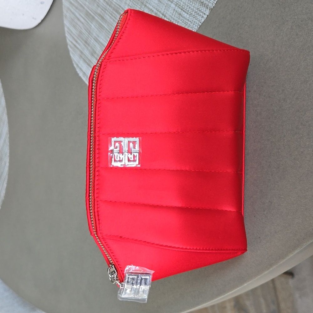 New never used Givenchy clutch bag pouch Red satin with silver charm ❤️